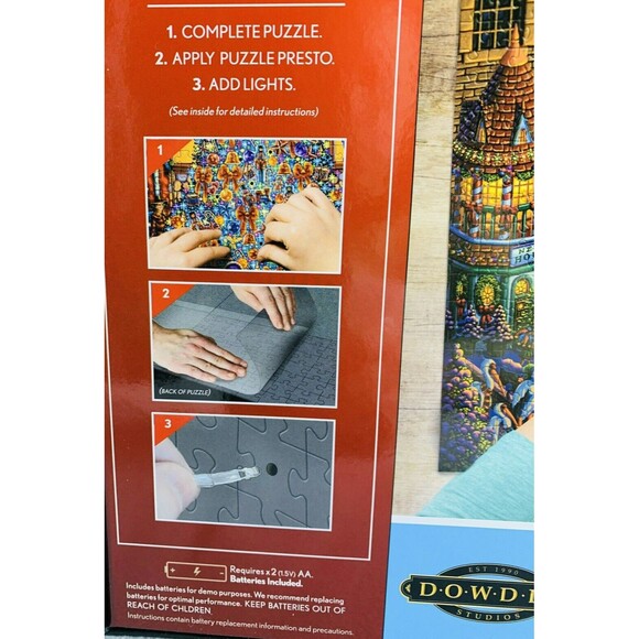 Dowdle Holiday Magic Light-Up Puzzle 500 pc Christmas Tree Santas 30 LED Sealed - Picture 5 of 11